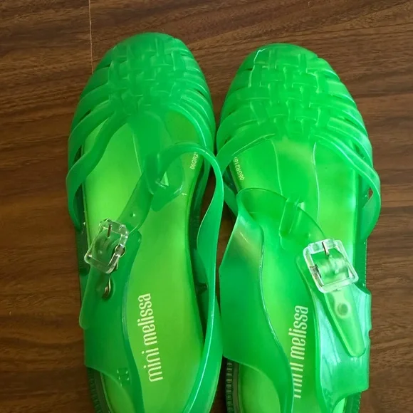 Mini Melissa Kids Neon Green Jelly Sandals - Picture 6 of 7